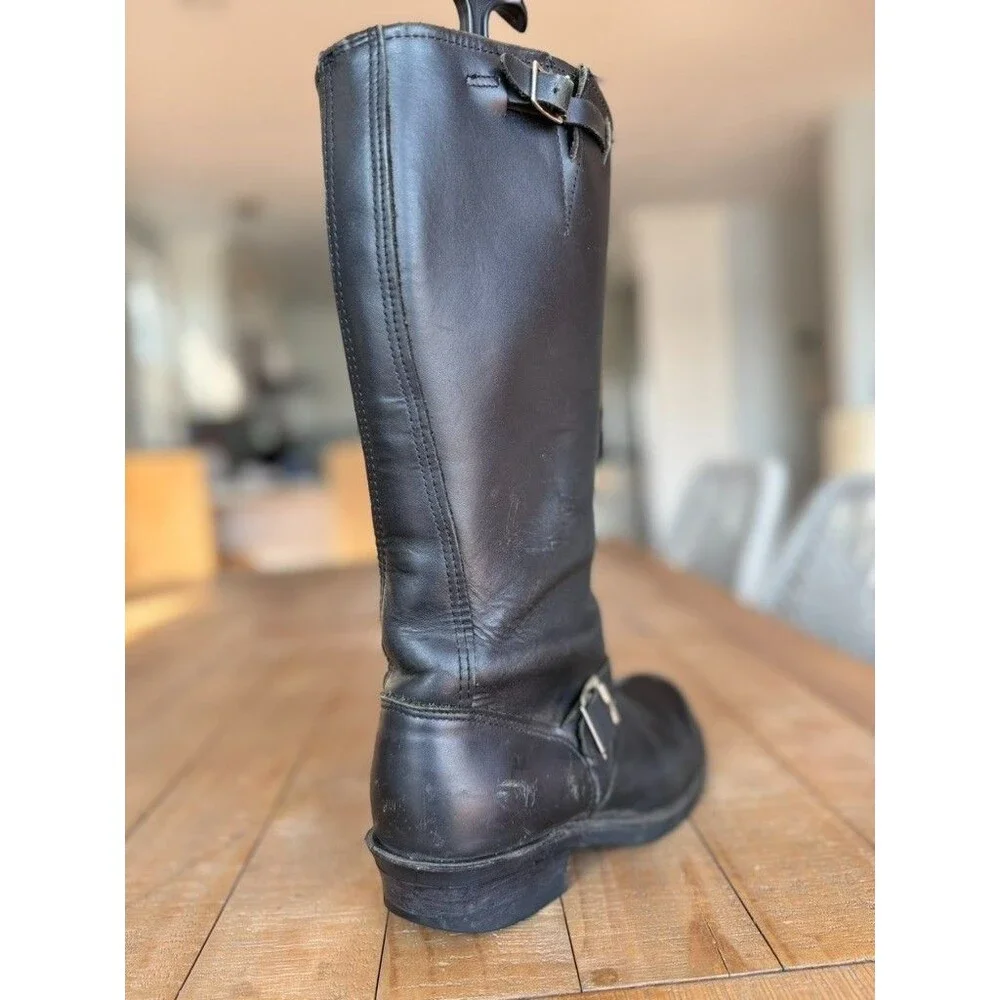 Frye Veronica Tall Black Engineer Harness Zip Buckle Boots Women 8.5